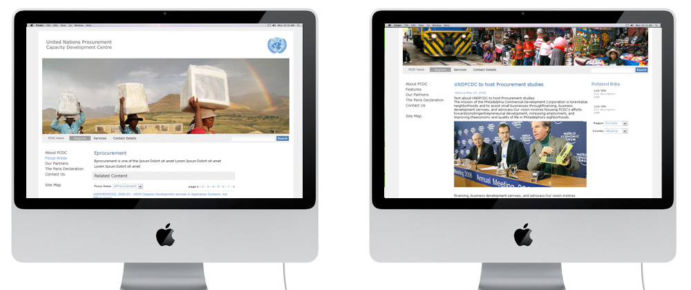 United Nations Procurement And Development Center:  website menus and overview