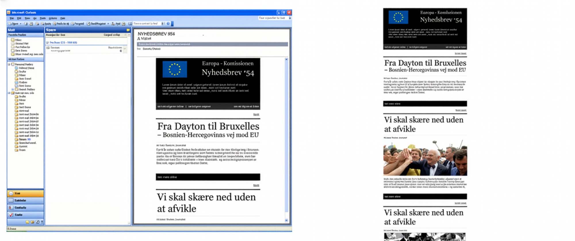 The European Commission: HTML newsletter in email client