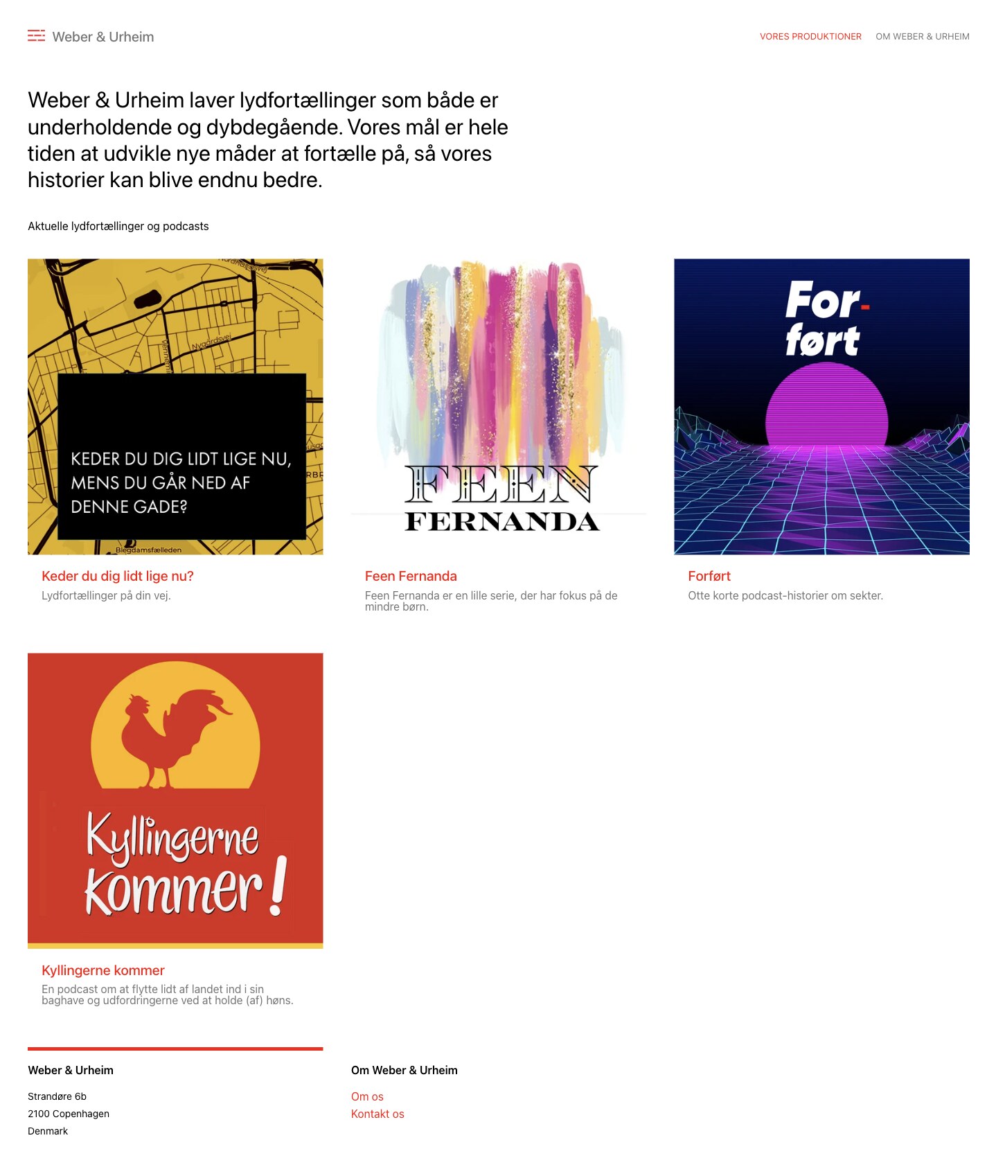 Weber & Urheim: Productions, each with its own cover character
