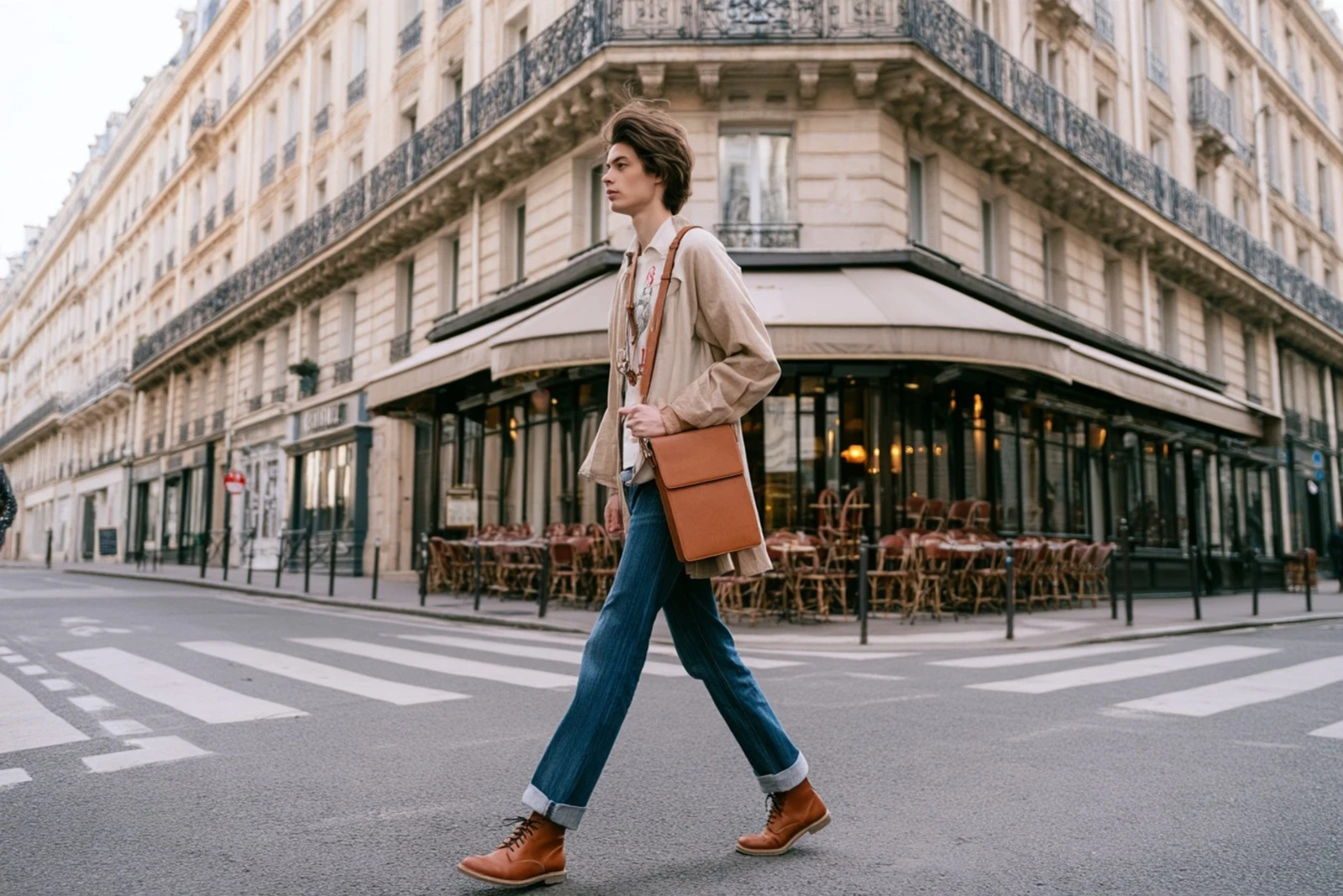 Shouldercase in Paris / Corner cafe.