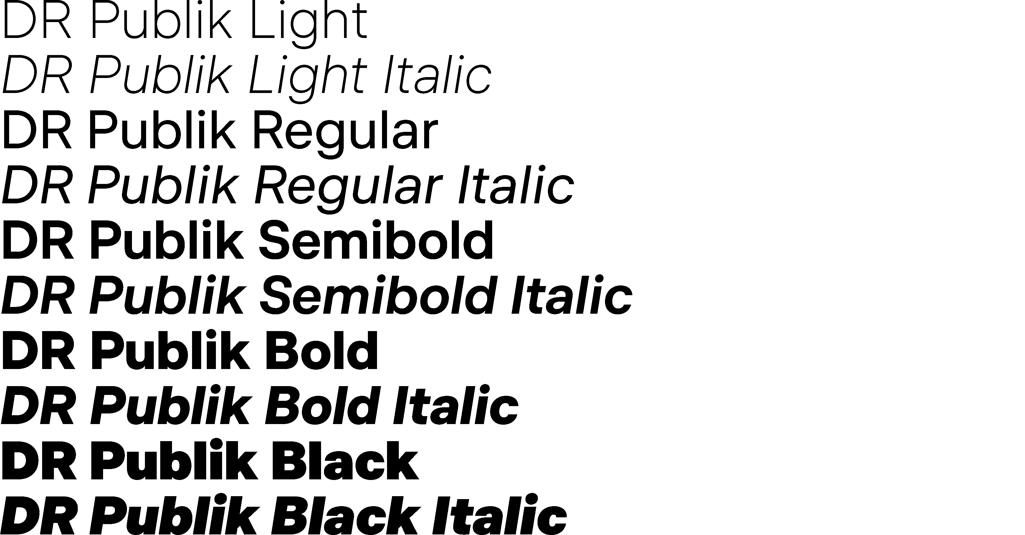 DR Publik Sans / Published specimen.