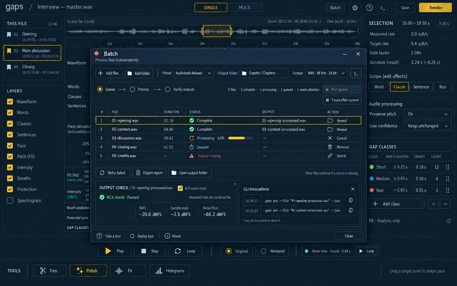 Gaps: Batch processing and CLI