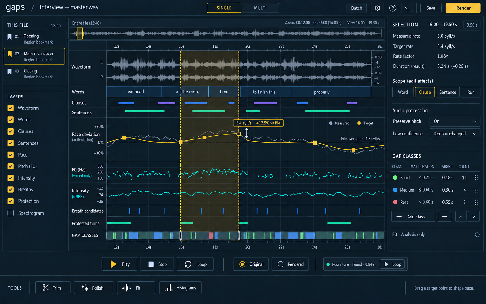 Gaps speech editor