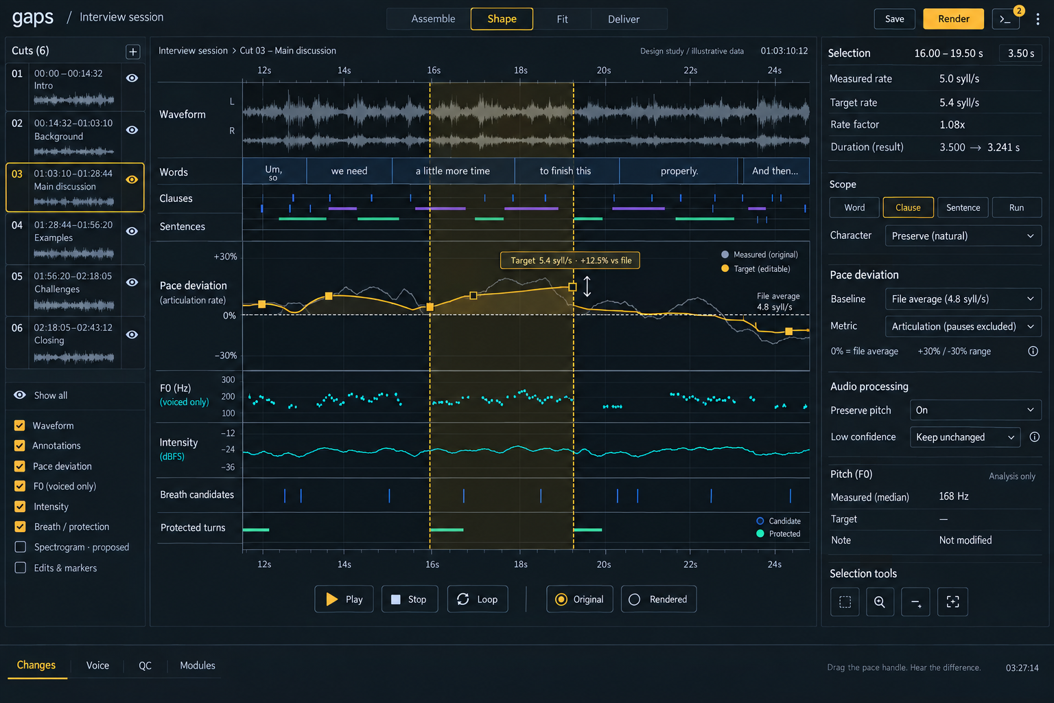 gaps speech editor design study