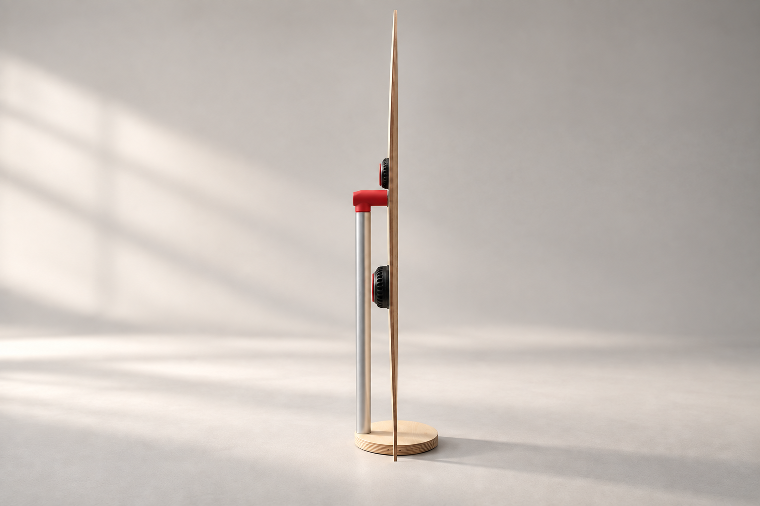 højtaler seen edge on, showing how thin the panel is, presentation study