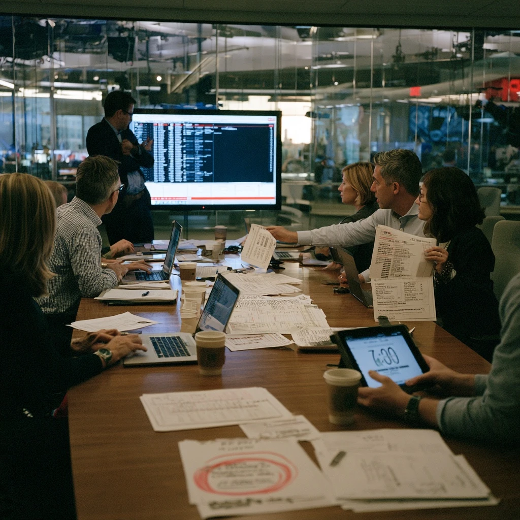 The newsroom editorial conference